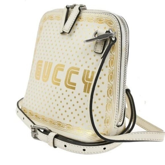 GUCCI GUCCY SEGA Print Leather Mini Shoulder Bag White Italy SHW 73CA310 - Picture 2 of 16